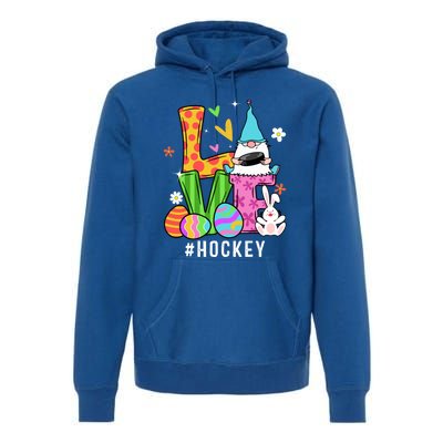 Cool Love Gnome Hockey Player Eggs Hunting Easter Day Funny Gift Premium Hoodie