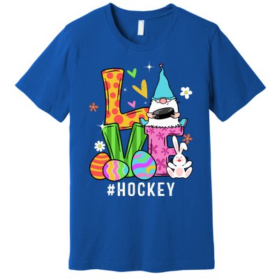 Cool Love Gnome Hockey Player Eggs Hunting Easter Day Funny Gift Premium T-Shirt