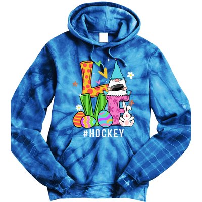 Cool Love Gnome Hockey Player Eggs Hunting Easter Day Funny Gift Tie Dye Hoodie