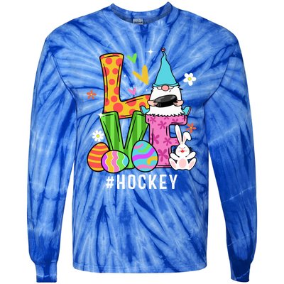 Cool Love Gnome Hockey Player Eggs Hunting Easter Day Funny Gift Tie-Dye Long Sleeve Shirt