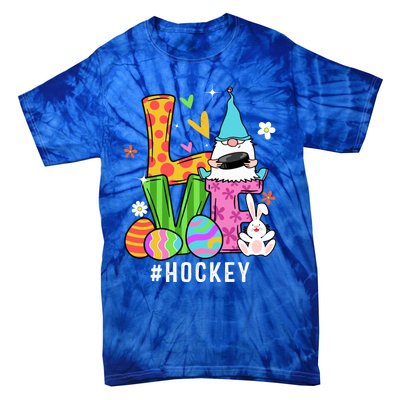 Cool Love Gnome Hockey Player Eggs Hunting Easter Day Funny Gift Tie-Dye T-Shirt