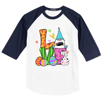 Cool Love Gnome Hockey Player Eggs Hunting Easter Day Funny Gift Baseball Sleeve Shirt