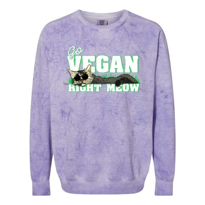 Cat Lover Go Vegan Right Meow Gift Colorblast Crewneck Sweatshirt