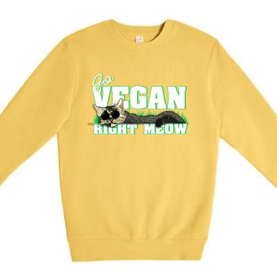 Cat Lover Go Vegan Right Meow Gift Premium Crewneck Sweatshirt