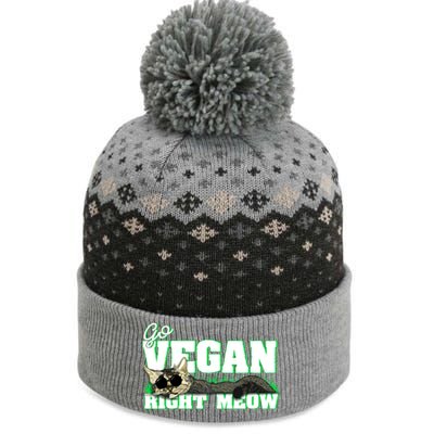 Cat Lover Go Vegan Right Meow Gift The Baniff Cuffed Pom Beanie