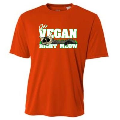 Cat Lover Go Vegan Right Meow Gift Cooling Performance Crew T-Shirt