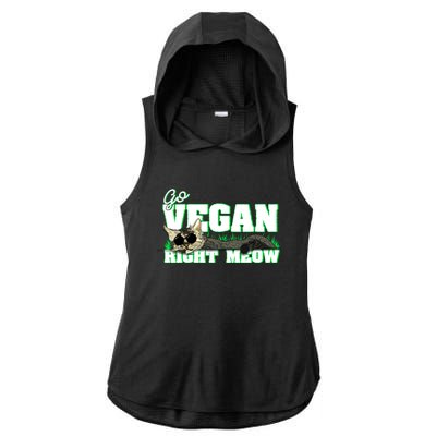 Cat Lover Go Vegan Right Meow Gift Ladies PosiCharge Tri-Blend Wicking Draft Hoodie Tank