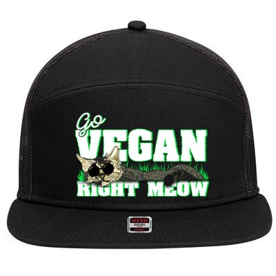 Cat Lover Go Vegan Right Meow Gift 7 Panel Mesh Trucker Snapback Hat