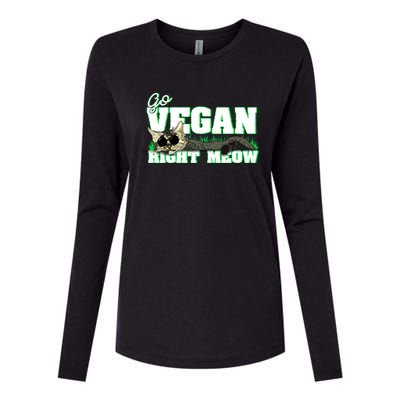 Cat Lover Go Vegan Right Meow Gift Womens Cotton Relaxed Long Sleeve T-Shirt