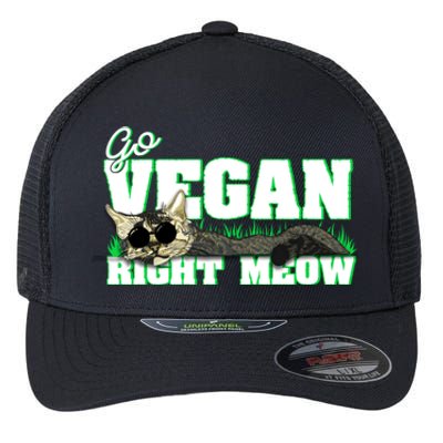 Cat Lover Go Vegan Right Meow Gift Flexfit Unipanel Trucker Cap