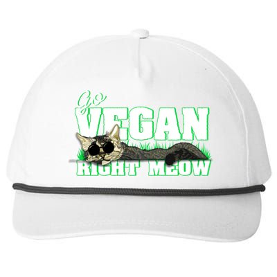 Cat Lover Go Vegan Right Meow Gift Snapback Five-Panel Rope Hat