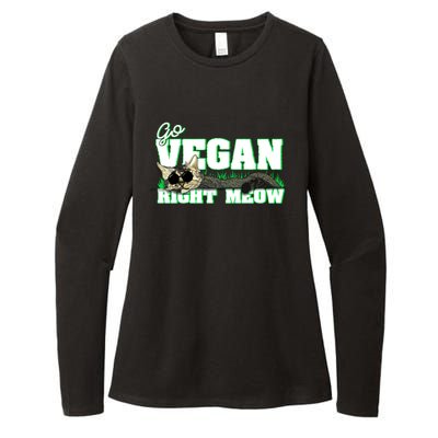 Cat Lover Go Vegan Right Meow Gift Womens CVC Long Sleeve Shirt