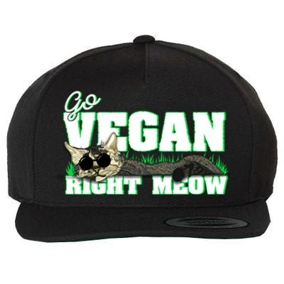 Cat Lover Go Vegan Right Meow Gift Wool Snapback Cap