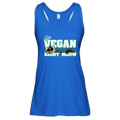 Cat Lover Go Vegan Right Meow Gift Ladies Essential Flowy Tank