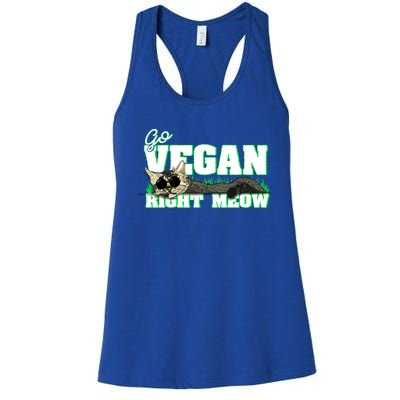 Cat Lover Go Vegan Right Meow Gift Women's Racerback Tank