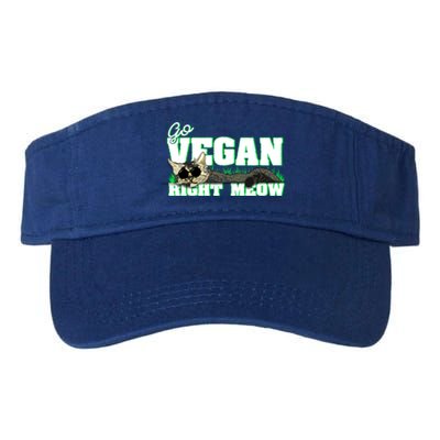 Cat Lover Go Vegan Right Meow Gift Valucap Bio-Washed Visor