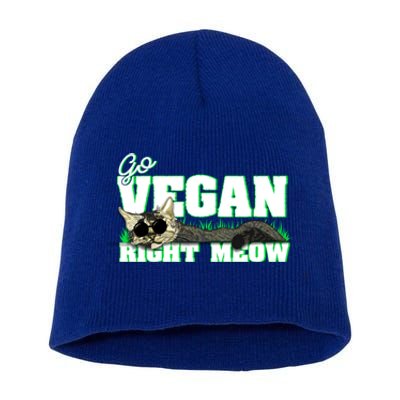 Cat Lover Go Vegan Right Meow Gift Short Acrylic Beanie