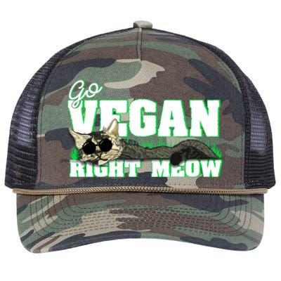 Cat Lover Go Vegan Right Meow Gift Retro Rope Trucker Hat Cap