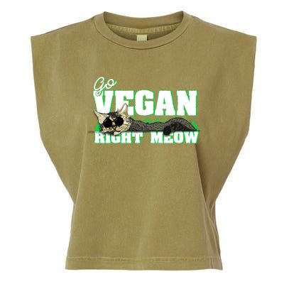 Cat Lover Go Vegan Right Meow Gift Garment-Dyed Women's Muscle Tee