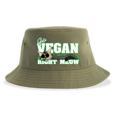 Cat Lover Go Vegan Right Meow Gift Sustainable Bucket Hat