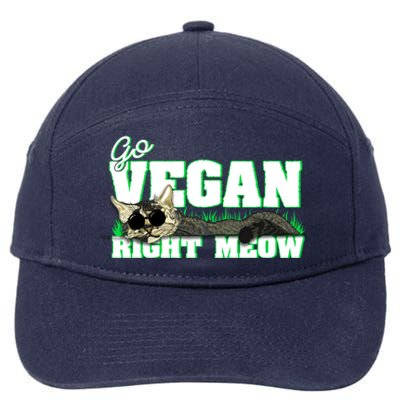 Cat Lover Go Vegan Right Meow Gift 7-Panel Snapback Hat