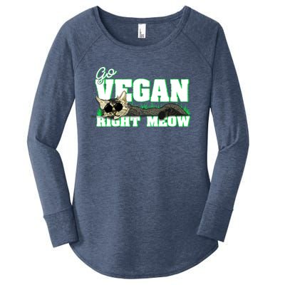 Cat Lover Go Vegan Right Meow Gift Women's Perfect Tri Tunic Long Sleeve Shirt