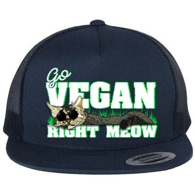 Cat Lover Go Vegan Right Meow Gift Flat Bill Trucker Hat