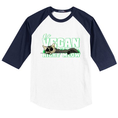 Cat Lover Go Vegan Right Meow Gift Baseball Sleeve Shirt