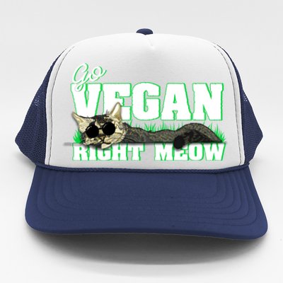 Cat Lover Go Vegan Right Meow Gift Trucker Hat