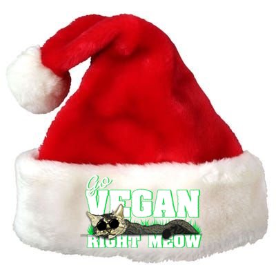 Cat Lover Go Vegan Right Meow Gift Premium Christmas Santa Hat