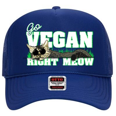 Cat Lover Go Vegan Right Meow Gift High Crown Mesh Back Trucker Hat