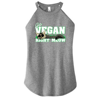 Cat Lover Go Vegan Right Meow Gift Women’s Perfect Tri Rocker Tank