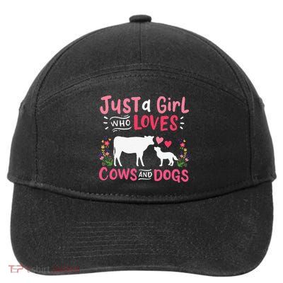 Cow Lover Gift Just a  Who Loves Cows and Dogs Farmer 7-Panel Snapback Hat