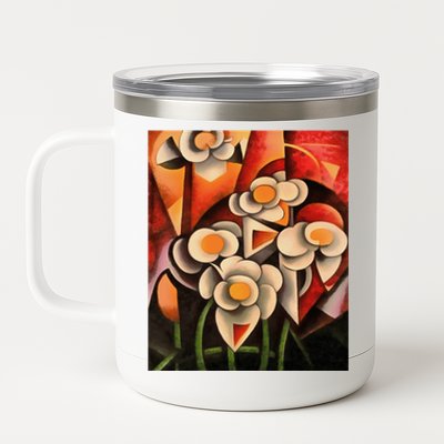 Calla Lilies Geometric Art Abstract In Brown Tones Cute Gift 12 oz Stainless Steel Tumbler Cup