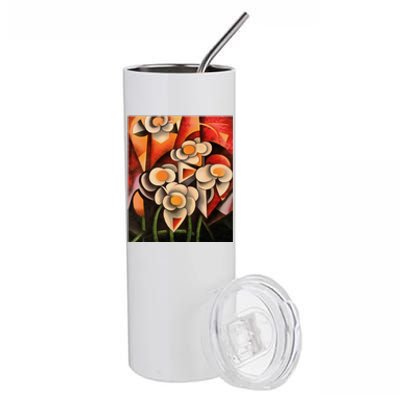 Calla Lilies Geometric Art Abstract In Brown Tones Cute Gift Stainless Steel Tumbler