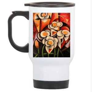 Calla Lilies Geometric Art Abstract In Brown Tones Cute Gift Stainless Steel Travel Mug