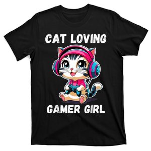 Cat Loving Gamer Girl Cute T-Shirt