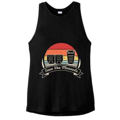 Car Lover Gift Vintage Retro Save The Manuals Stick Ladies PosiCharge Tri-Blend Wicking Tank