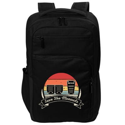 Car Lover Gift Vintage Retro Save The Manuals Stick Impact Tech Backpack