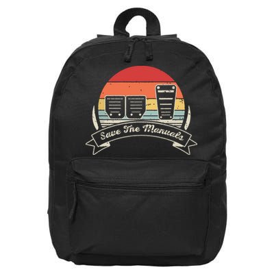 Car Lover Gift Vintage Retro Save The Manuals Stick 16 in Basic Backpack
