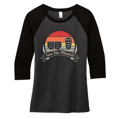 Car Lover Gift Vintage Retro Save The Manuals Stick Women's Tri-Blend 3/4-Sleeve Raglan Shirt