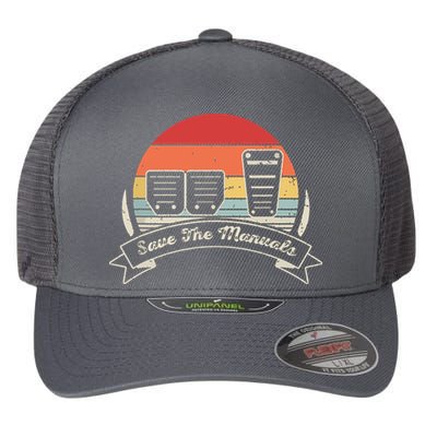 Car Lover Gift Vintage Retro Save The Manuals Stick Flexfit Unipanel Trucker Cap