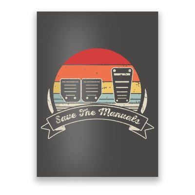 Car Lover Gift Vintage Retro Save The Manuals Stick Poster