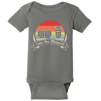 Car Lover Gift Vintage Retro Save The Manuals Stick Baby Bodysuit