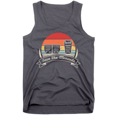 Car Lover Gift Vintage Retro Save The Manuals Stick Tank Top