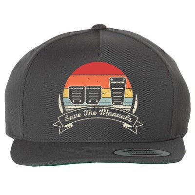 Car Lover Gift Vintage Retro Save The Manuals Stick Wool Snapback Cap