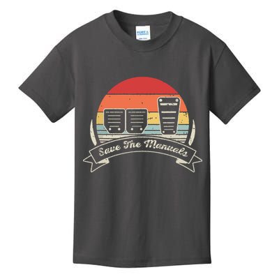 Car Lover Gift Vintage Retro Save The Manuals Stick Kids T-Shirt