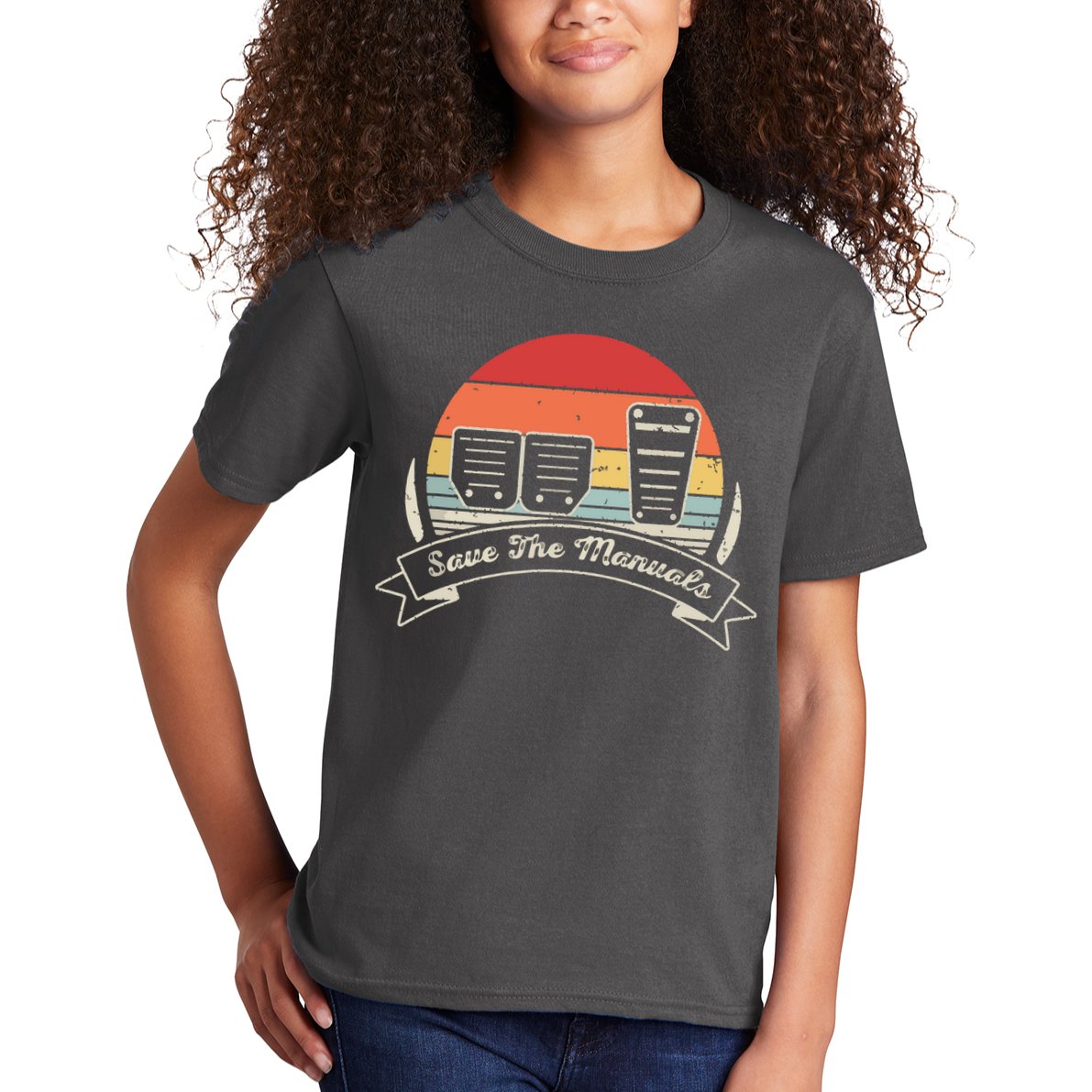 Car Lover Gift Vintage Retro Save The Manuals Stick Kids T-Shirt