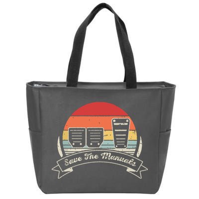Car Lover Gift Vintage Retro Save The Manuals Stick Zip Tote Bag