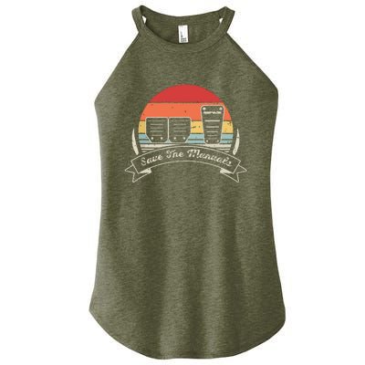 Car Lover Gift Vintage Retro Save The Manuals Stick Women’s Perfect Tri Rocker Tank